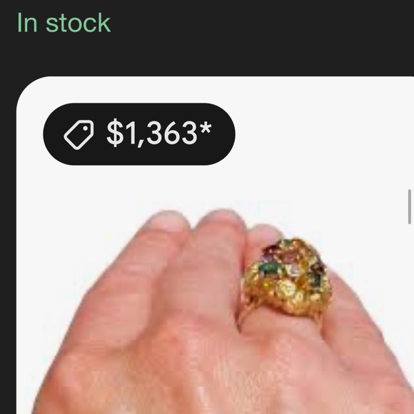 Gorgeous Enameled goldtone flowers n bee butterfly cocktail statement ring - Picture 11 of 12